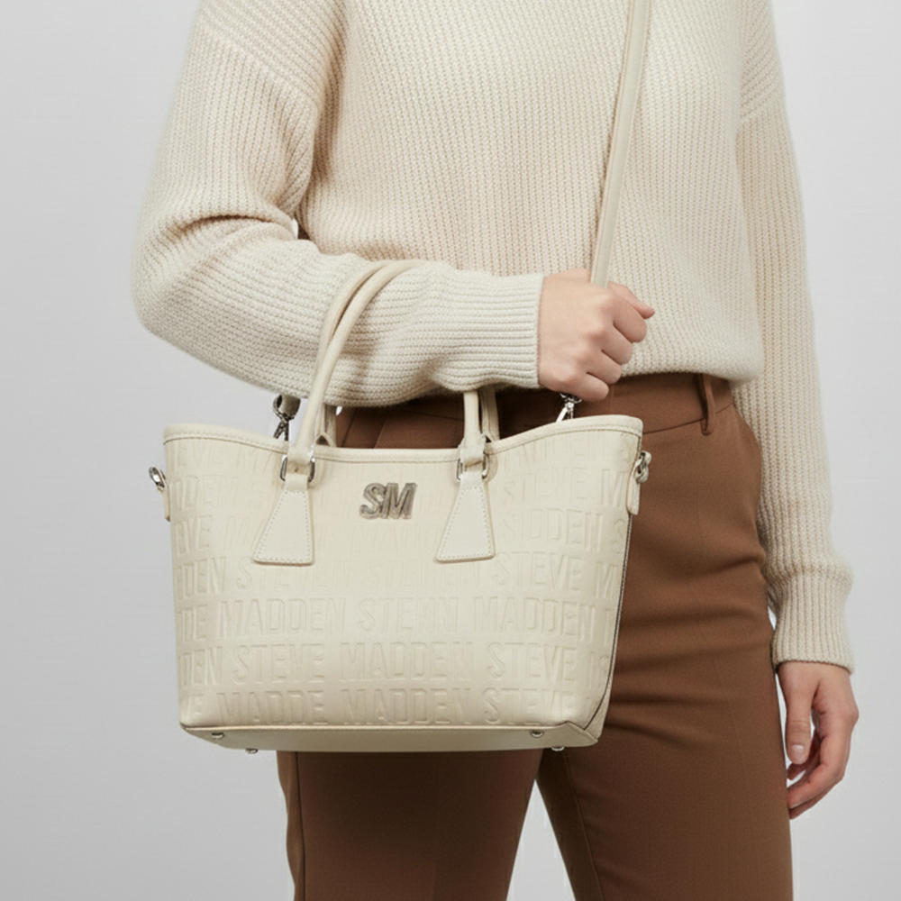 Steve Madden Cartera Bshane Mini Soft Tote Oatmilk Deboss