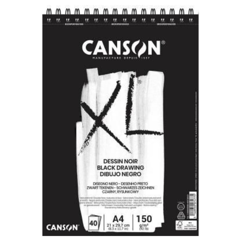 Canson Block De Dibujo Negro XL A4 40 Hojas 21 x 29.7cm