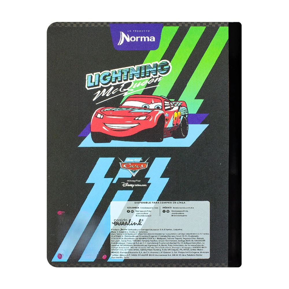 Norma Cuaderno Cars Una Linea 100 hojas Con Stickers Diseños Surtidos