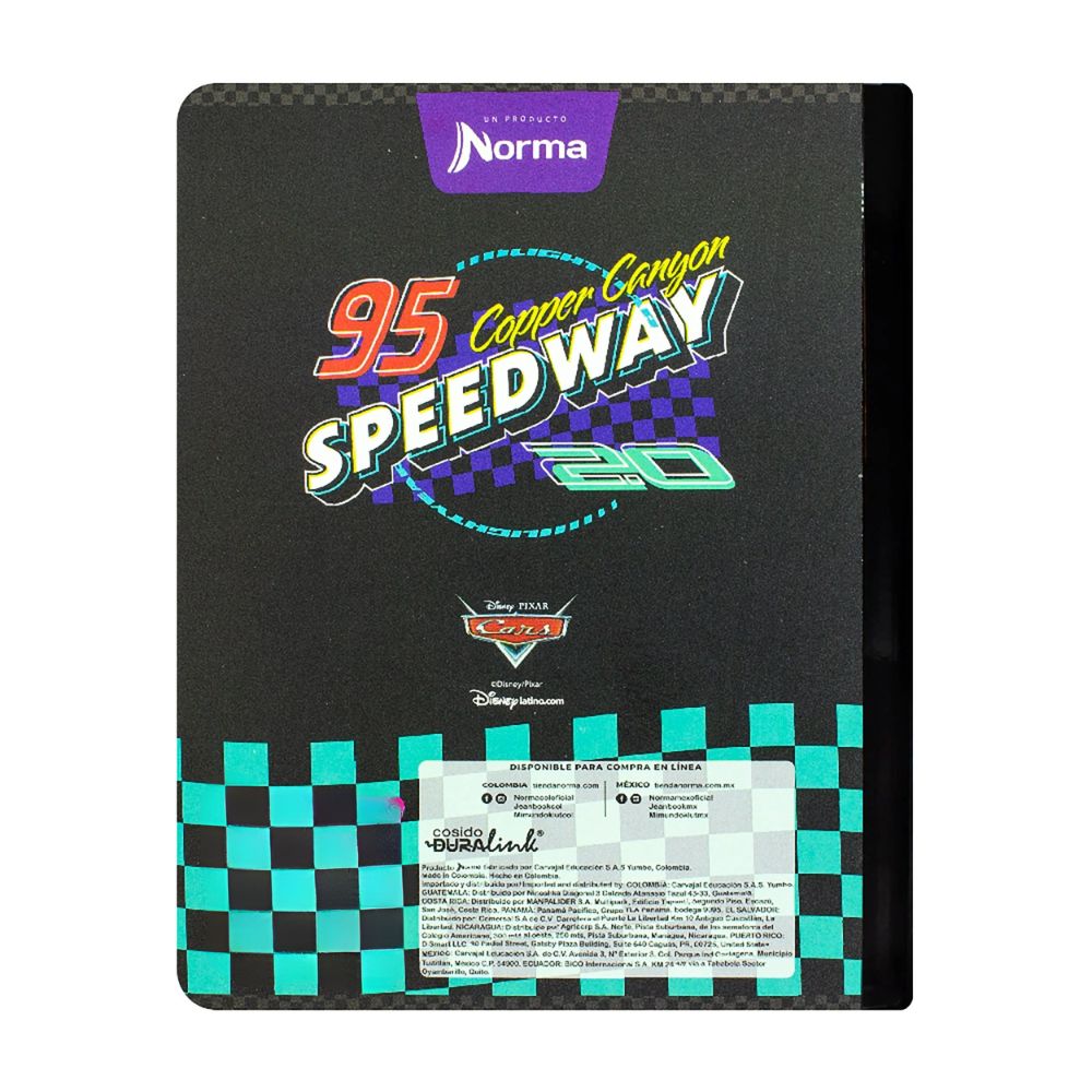 Norma Cuaderno Cars Una Linea 100 hojas Con Stickers Diseños Surtidos
