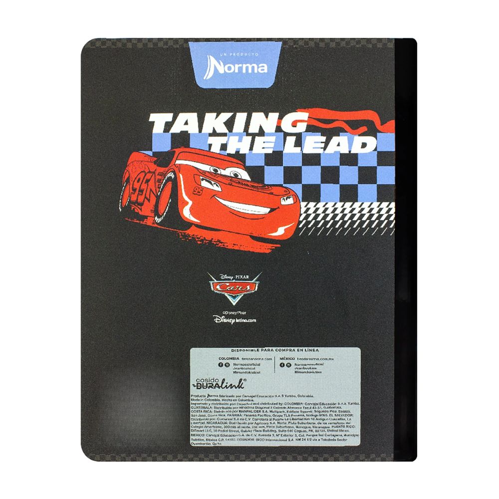 Norma Cuaderno Cars Una Linea 100 hojas Con Stickers Diseños Surtidos