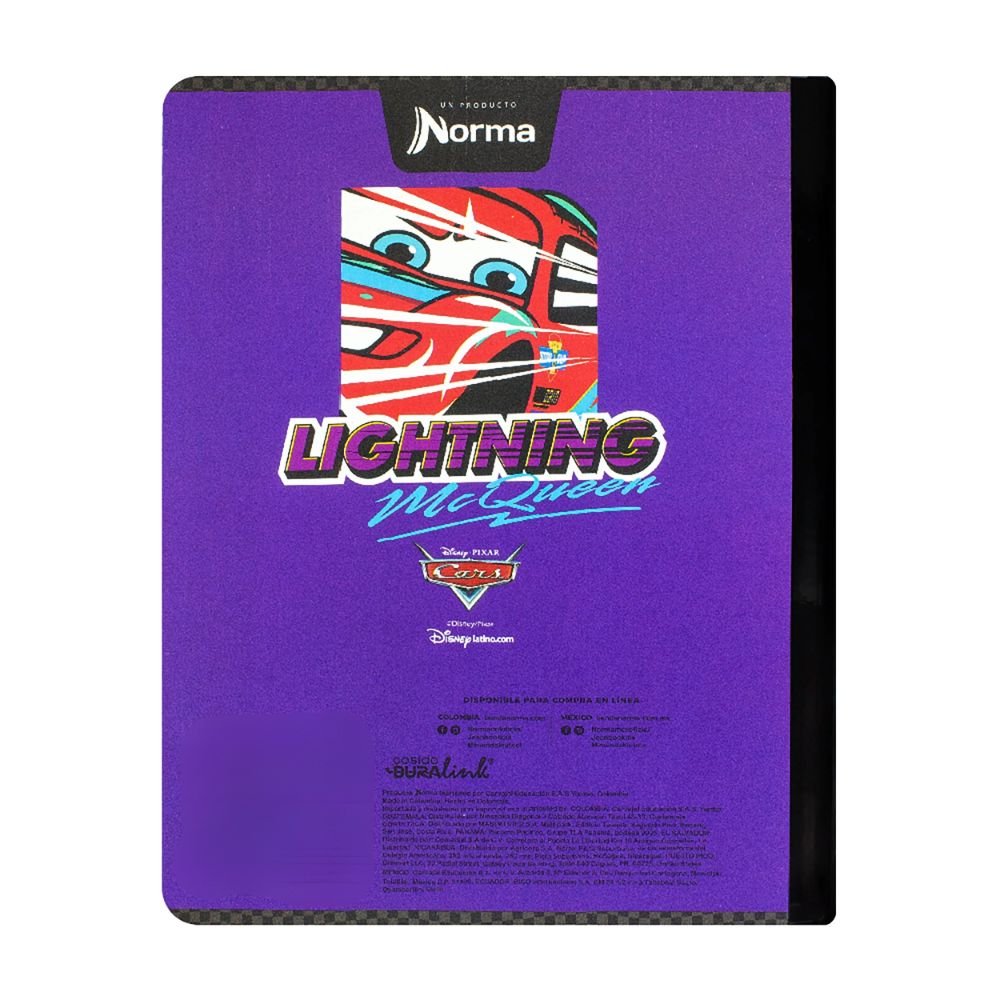 Norma Cuaderno Cars Una Linea 100 hojas Con Stickers Diseños Surtidos