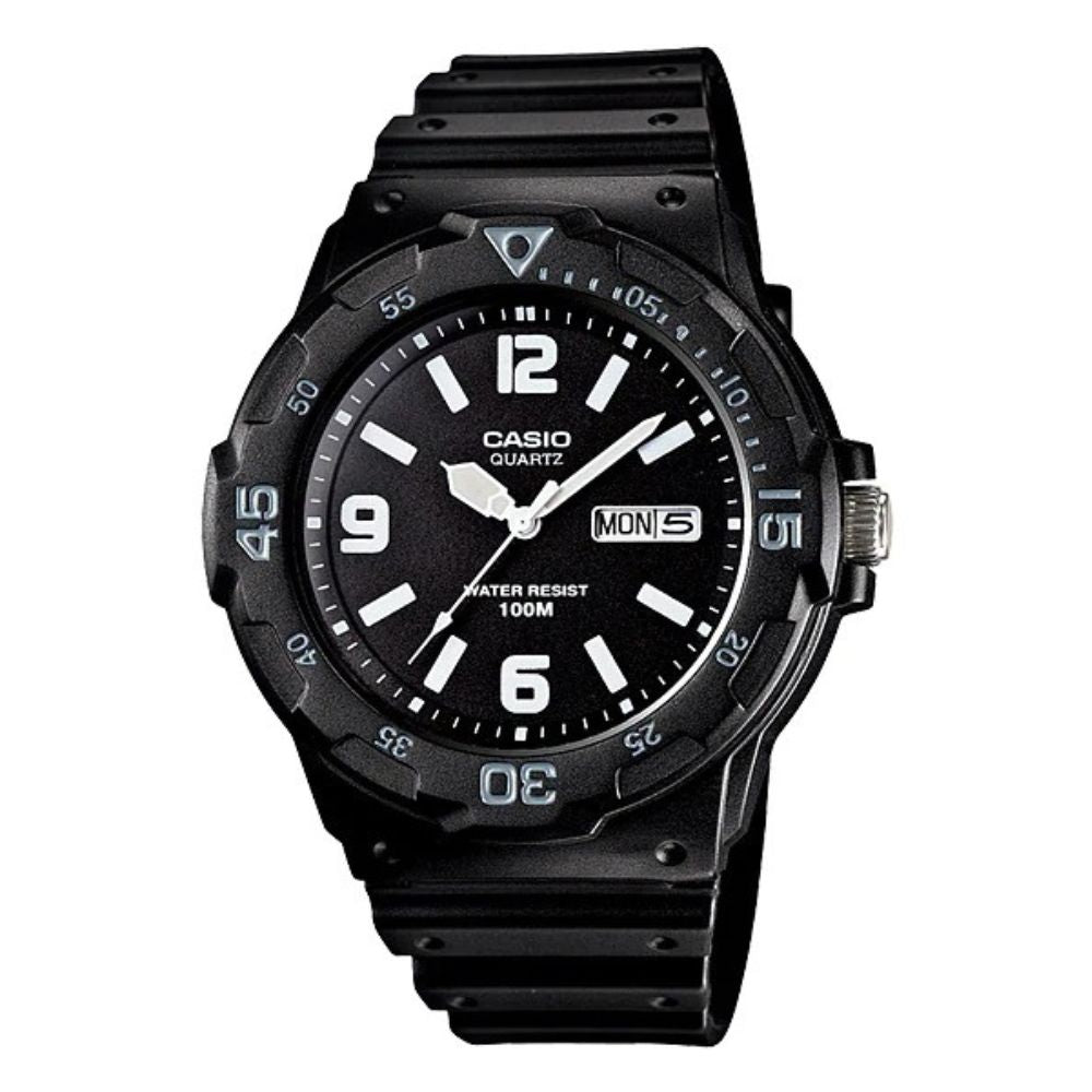 Casio Reloj Análogo Casual De Correa De Resina Para Caballeros Black