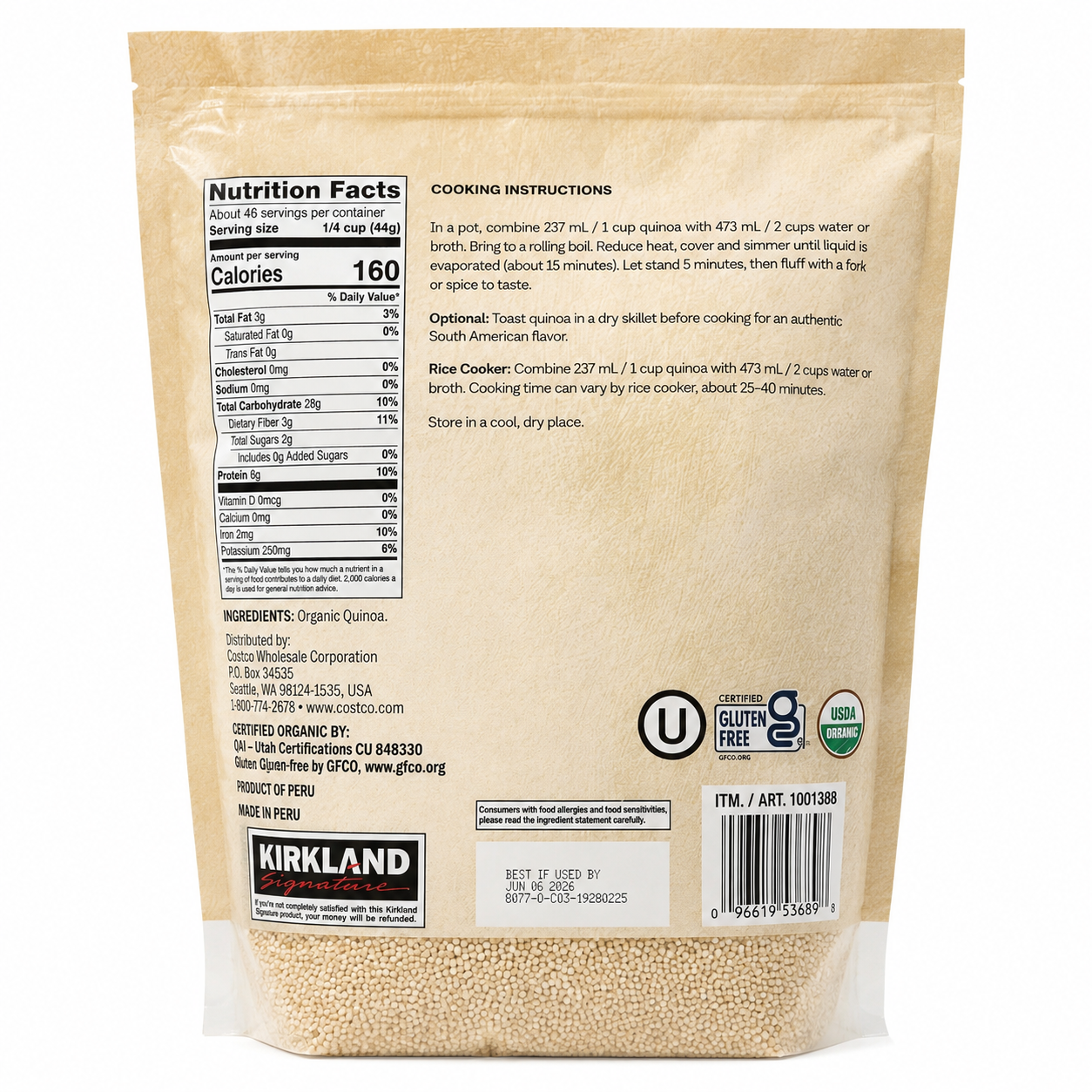 Quinoa  Kirkland Organic 2Kg