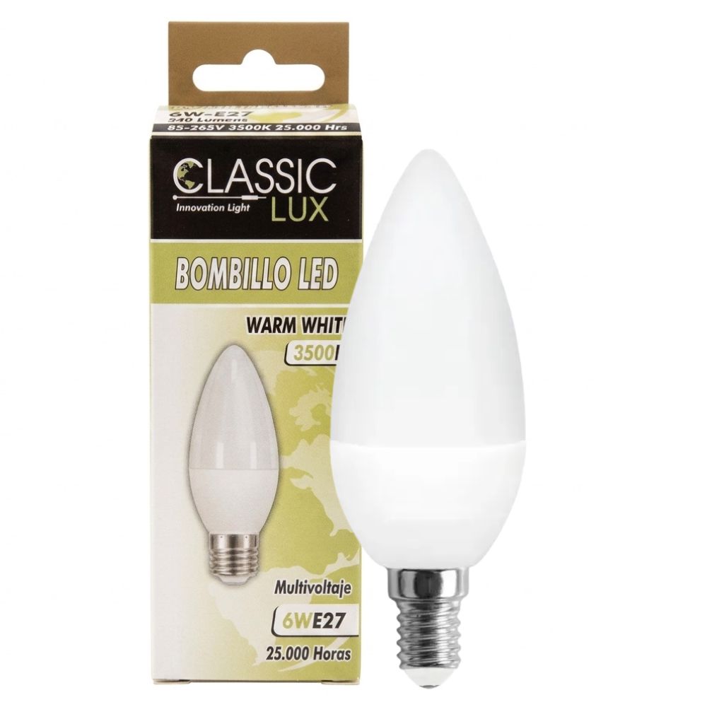 Bombillo Led Multivoltaje Warm White 6W E27 3500K Classic Lux 1 Und
