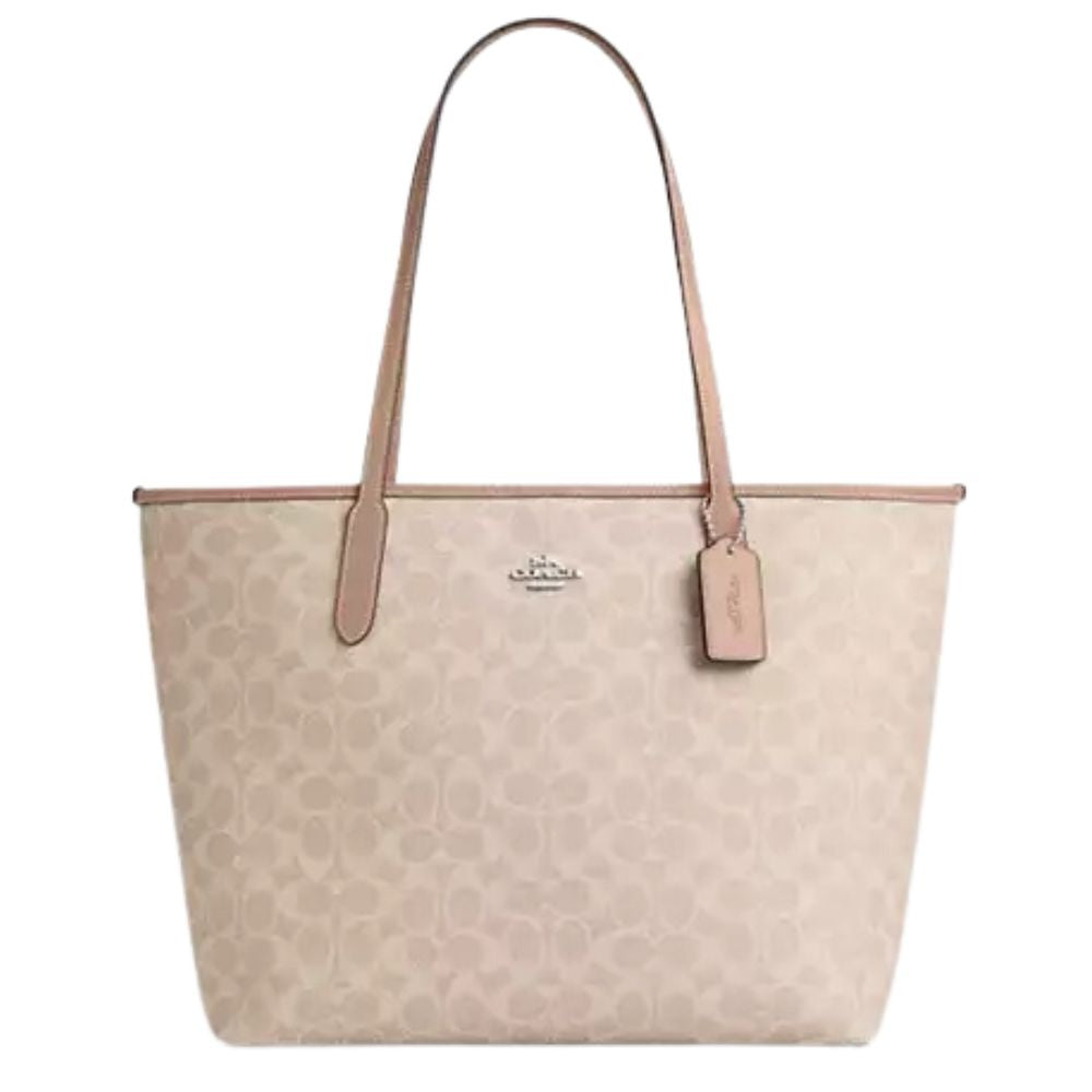 Coach Cartera Tote City In Signature Canvas Sand Taupe
