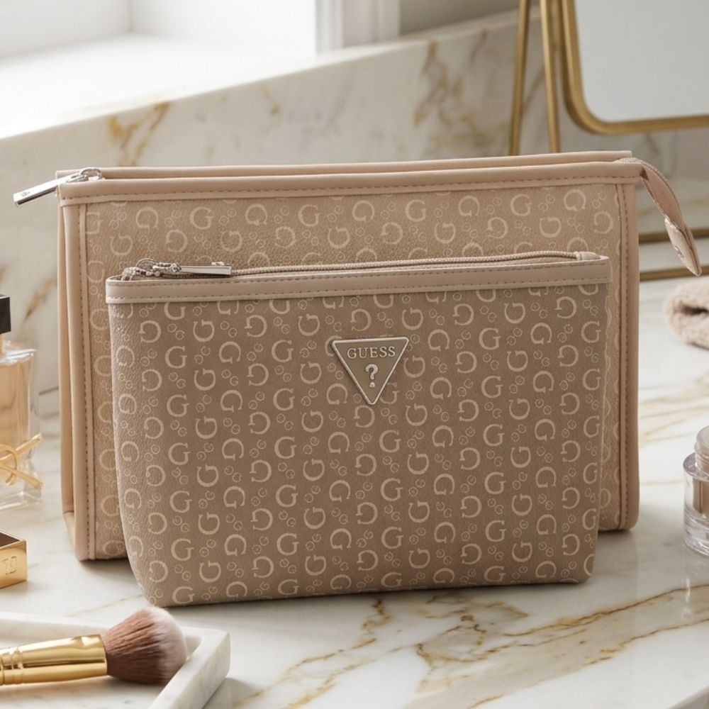 Guess Cosmetiquera Doble Junction Travel Caramel