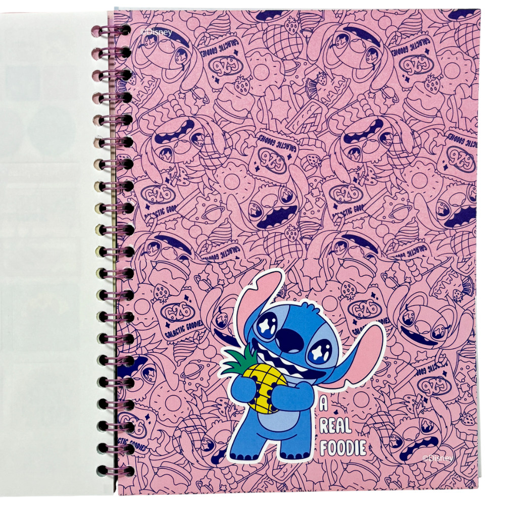 Norma Cuadero Argollada Stitch 4 Materias 100 Hojas Con stickers Diseños Surtidos