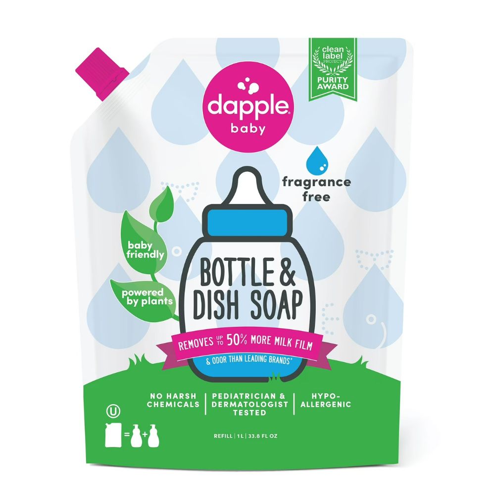 Dapple Baby Recarga Jabón Lavaplatos Y Biberones Fragrance Free 1L