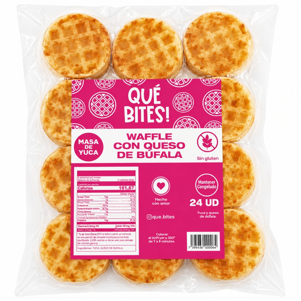 Que Bites Waffle Con Queso de Bufala 24 Und