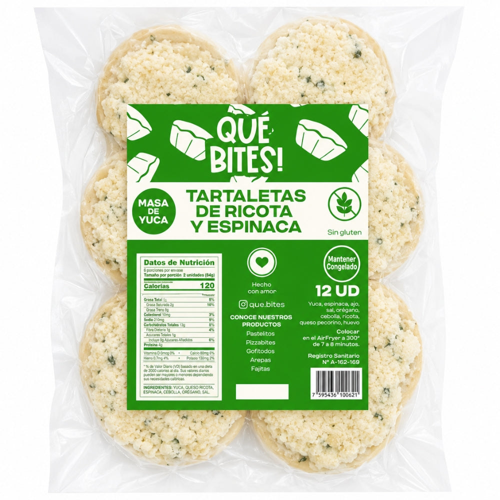 Que Bites Tartaletas de Ricotta Y Espinaca 12 Und