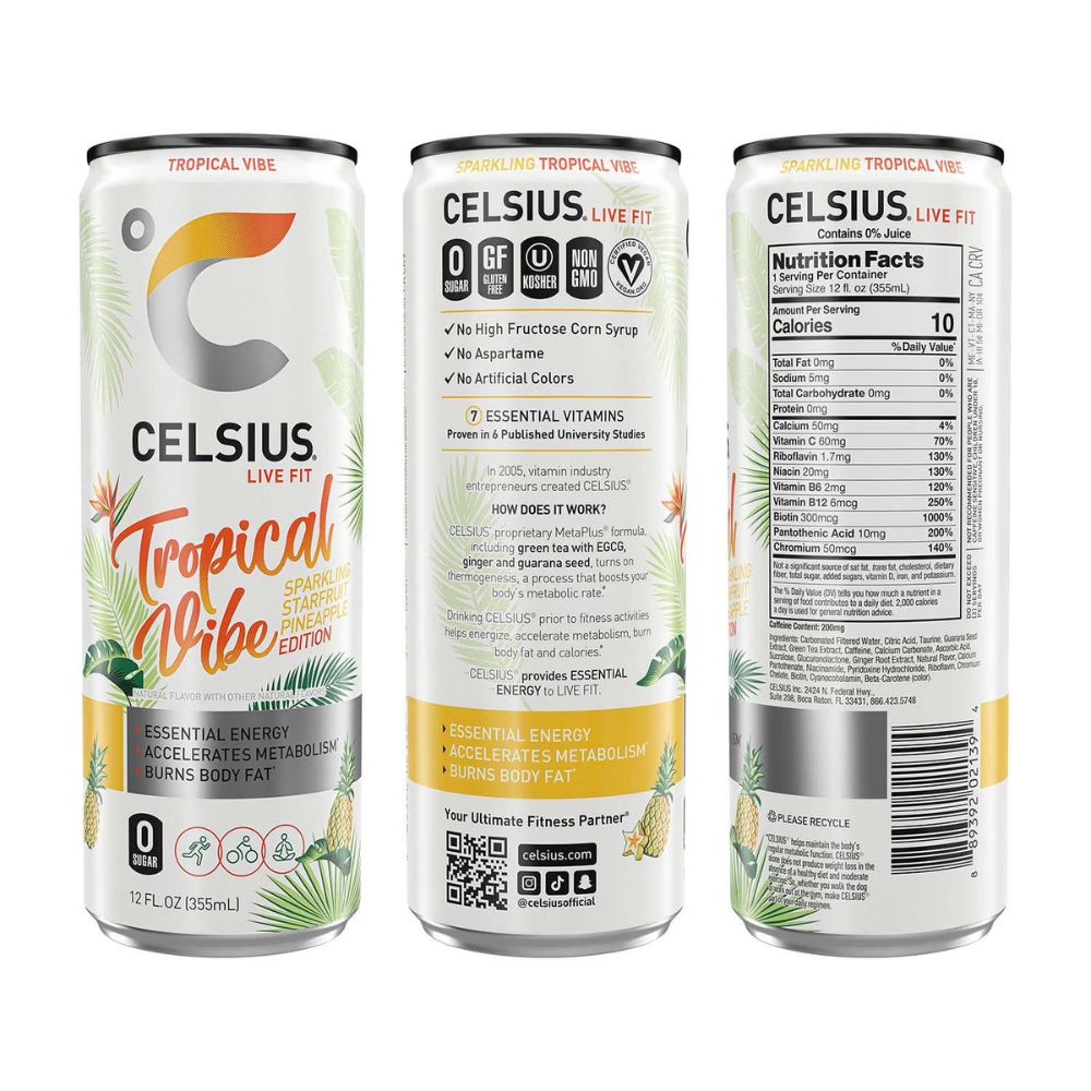Celsius Liv Fit Sparkling Vibe Tropical Pack 6 Und De 355ml