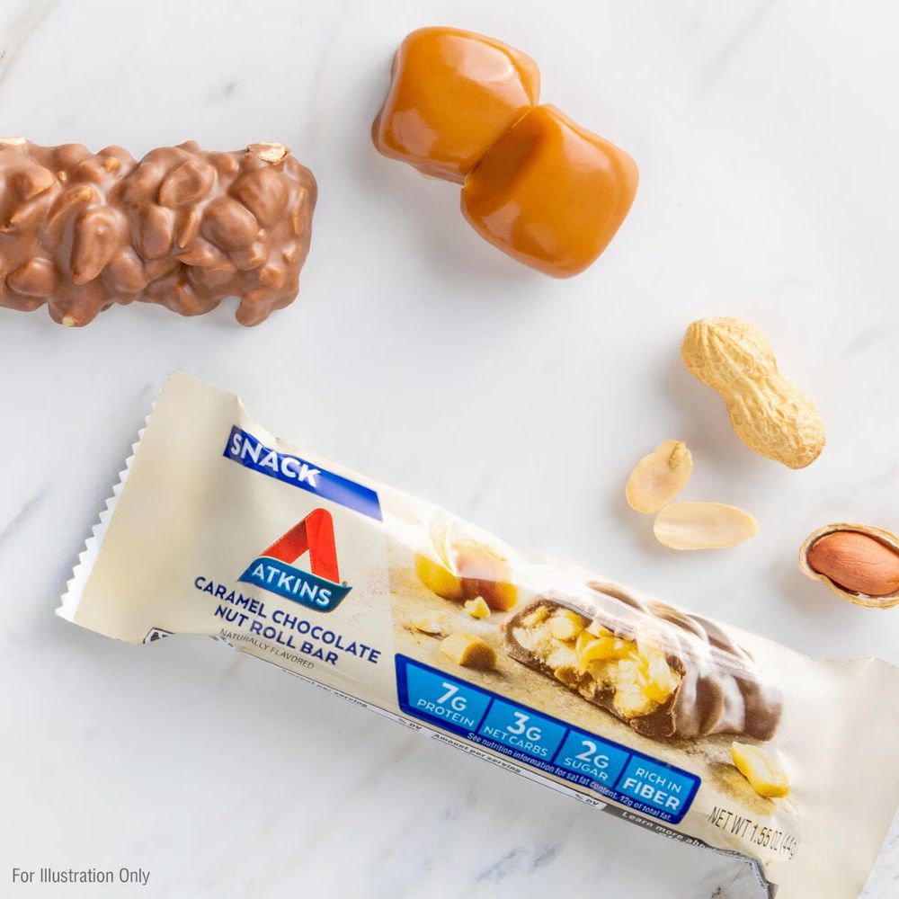 Atkins Barra Protein Snack Caramel Chocolate Nut Roll 44g