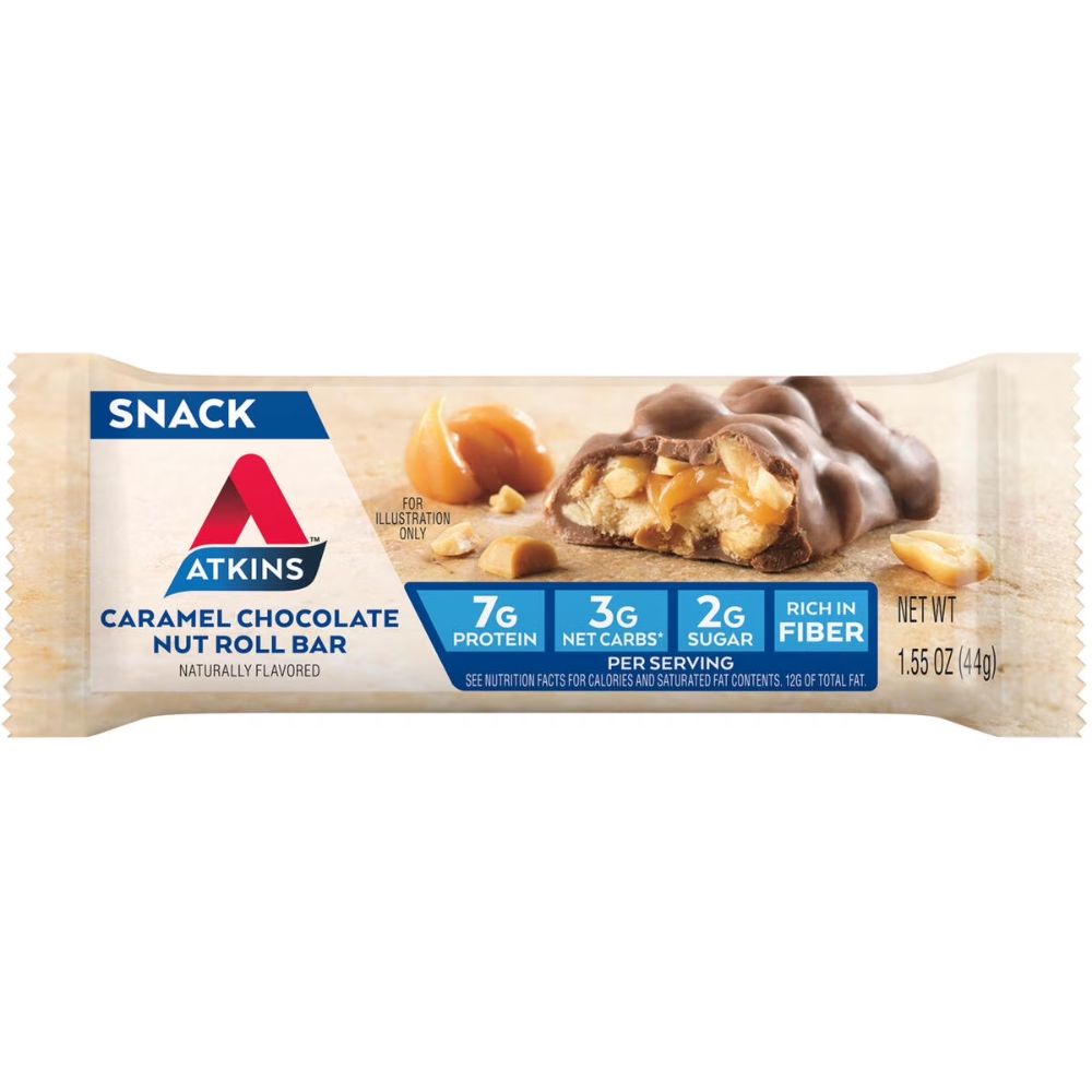 Atkins Barra Protein Snack Caramel Chocolate Nut Roll 44g