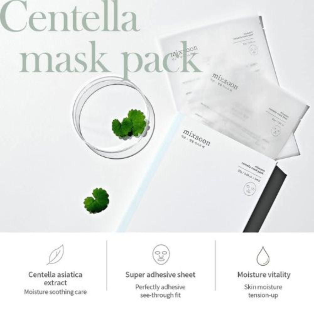 Mixsoon Centella Mask Pack Pure Ingredient Oriented Skincare Brand 25gr 5und