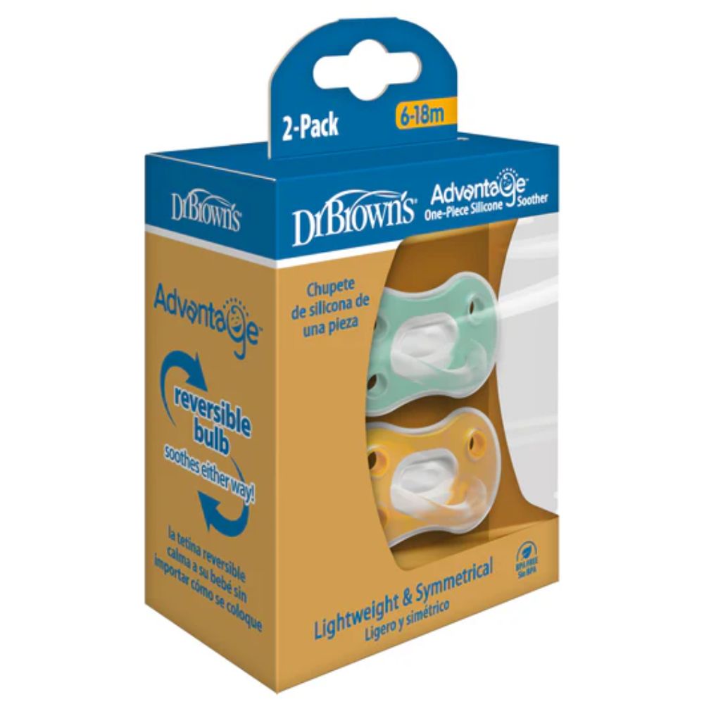 Dr.Brown's Chupón Advantage 1 Pza Etapa 2 Verde Y Amarillo 2Und 0-6m+