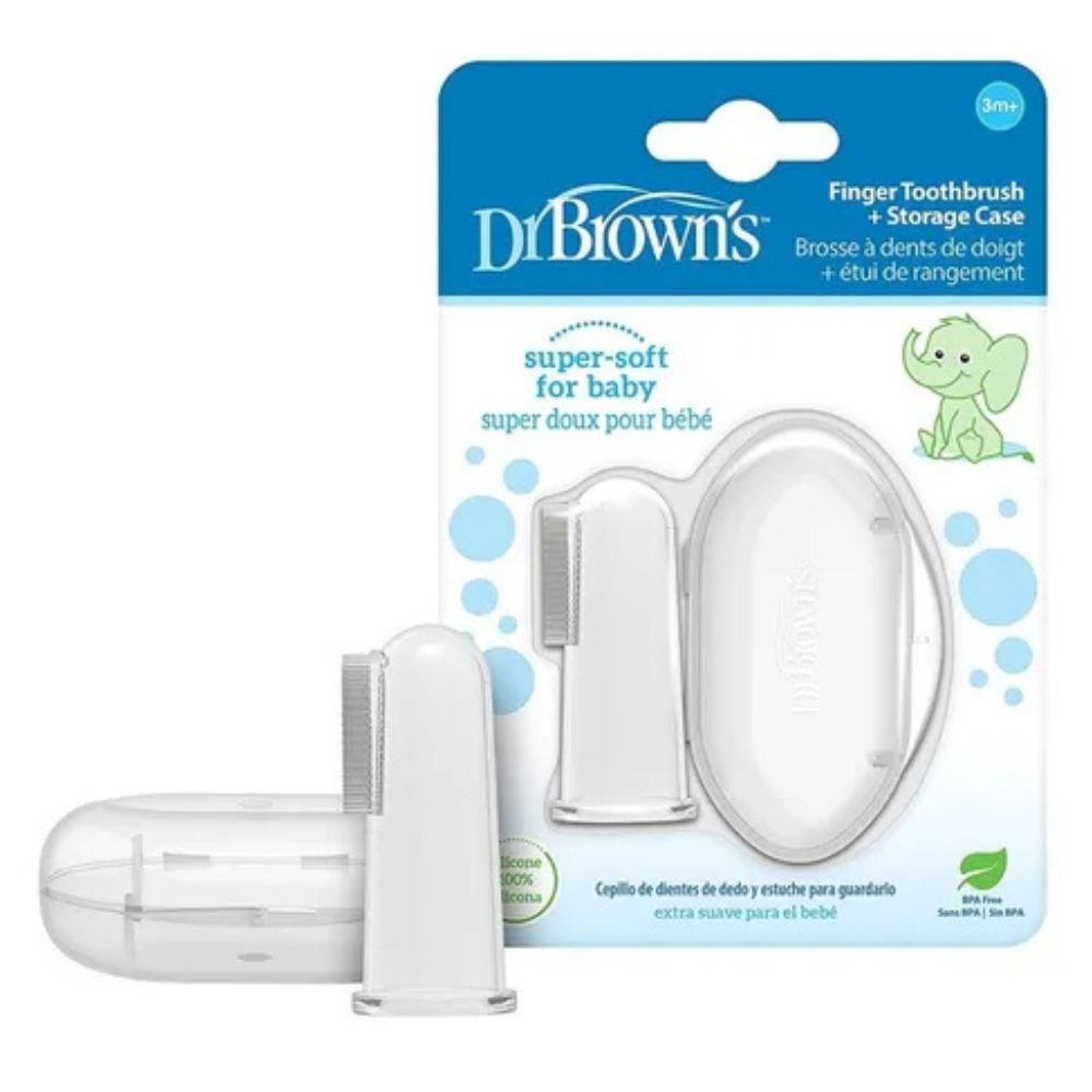 Dr.Browns Cepillo Dental De Dedo Y Estuche Para Guardar 3m+