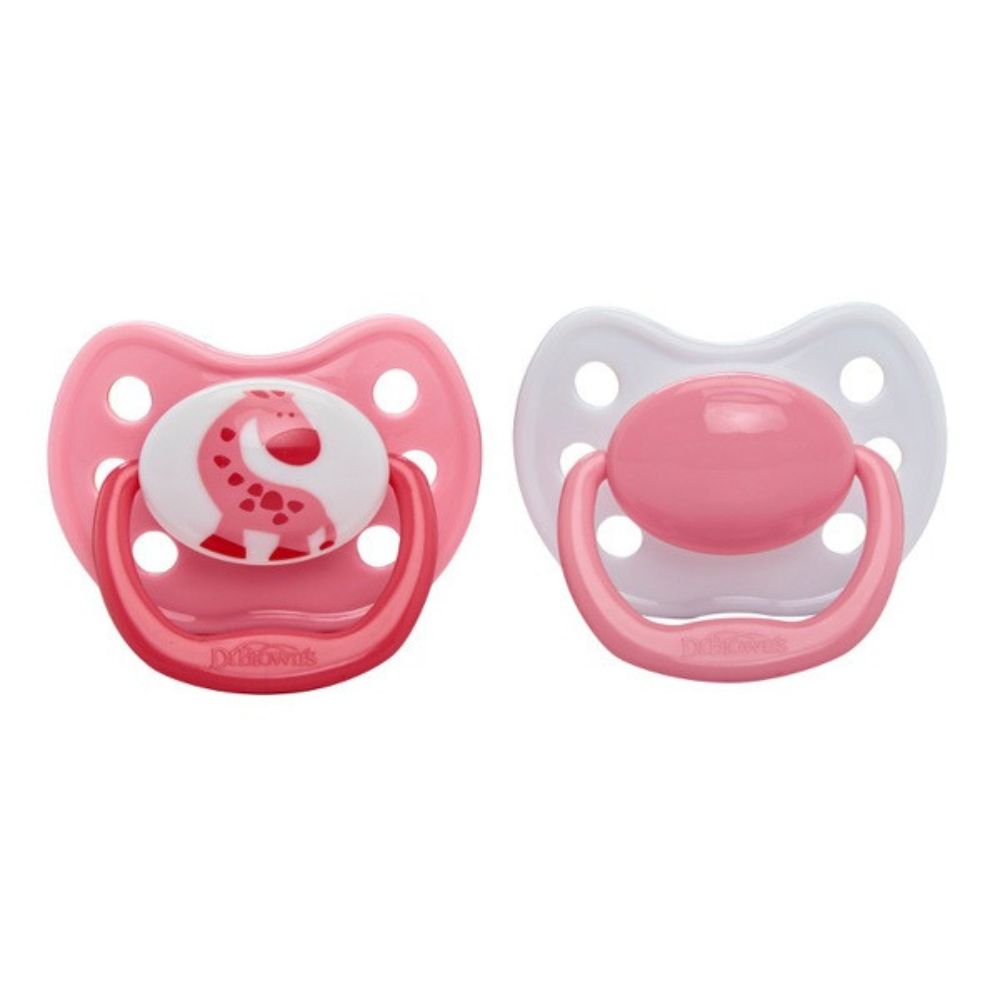 Dr.Browns Duo De Chupónes Ortodóntico De Silicona Etapa 3 Rosado 12m+