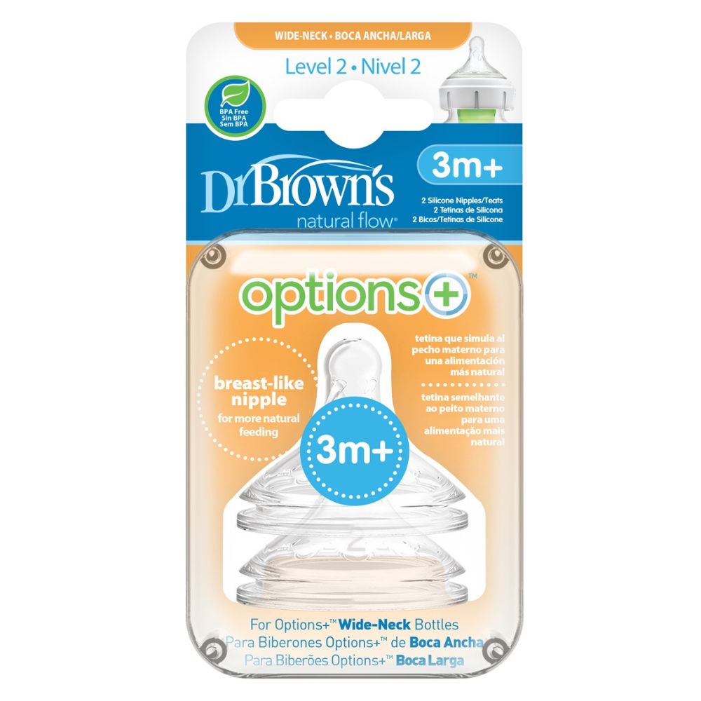 Dr.Browns Tetinas De Silicona Option+ Ancha Nivel 2 2Pack 3m+
