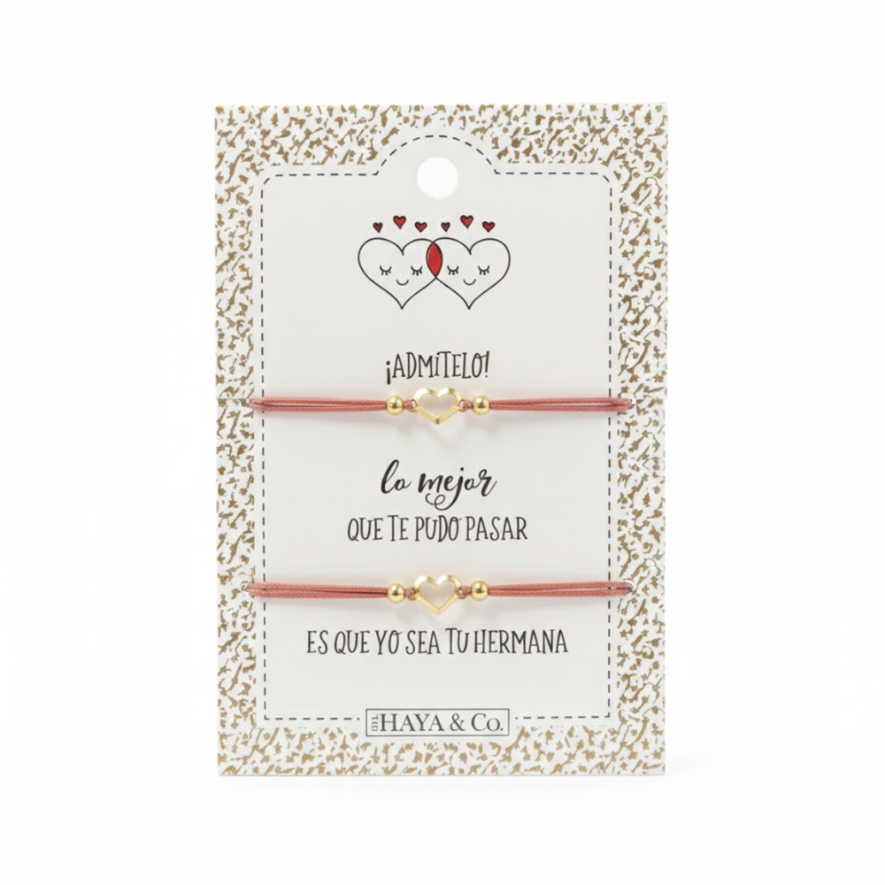 H&Co Duo De Pulseras Para Damas Con Dije Color Dusty Rose