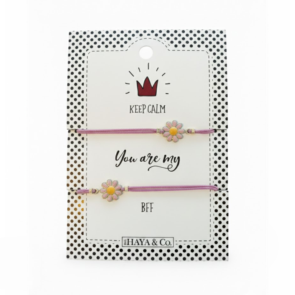 H&Co Duo De Pulseras Para Damas Con Dijes Flowers Light Purple