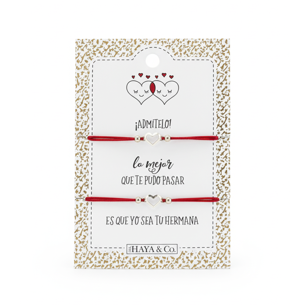 H&Co Duo De Pulseras Para Damas Con Dijes De Corazón  Color Red