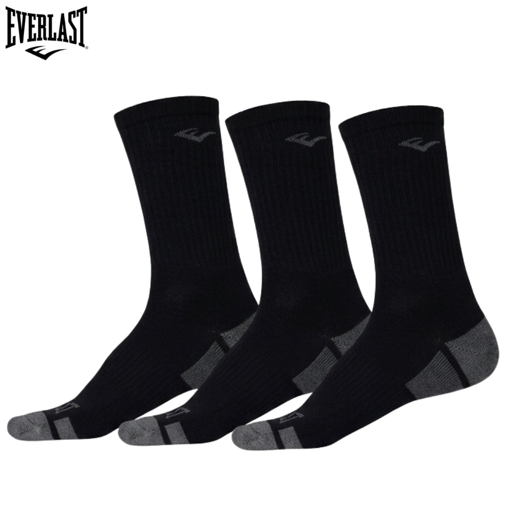 Everlast Mens Performance Crew Black 10-13 3Pack