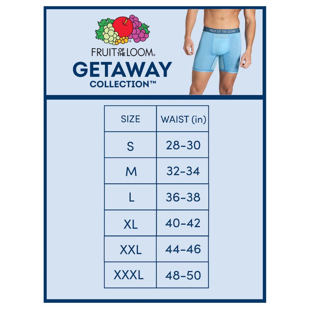 Fruit Of The Loom Boxers Trunks Getaway Colletion 3 Pack