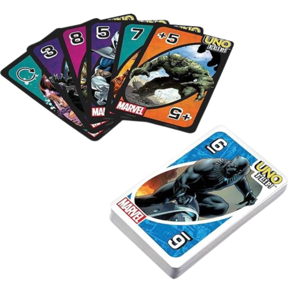Uno Flip! Marvel Juego de Cartas con Cartas Doble Cara