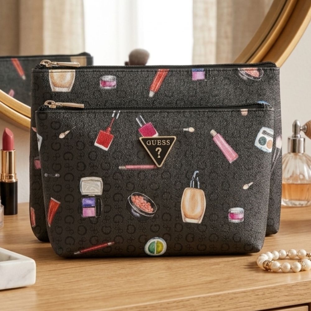 Guess Cosmetiquera Doble Pinafore Travel Coal