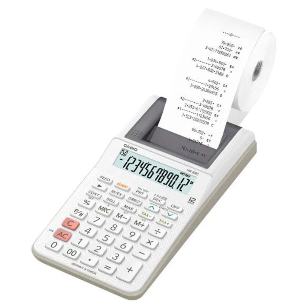 Casio Calculadora Con Mini Impresora White HR-8RC