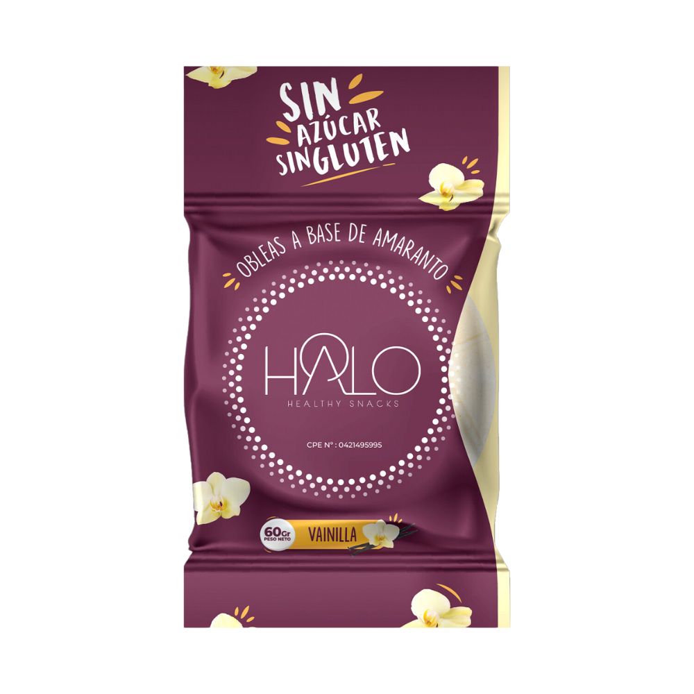 Halo Obleas de Amaranto Vainilla Sin Azúcar y Sin Gluten 60gr