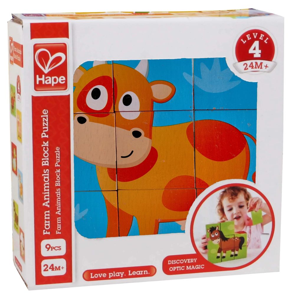Hape Farm Animal Block Puzzle 9 piezas 2-4 años
