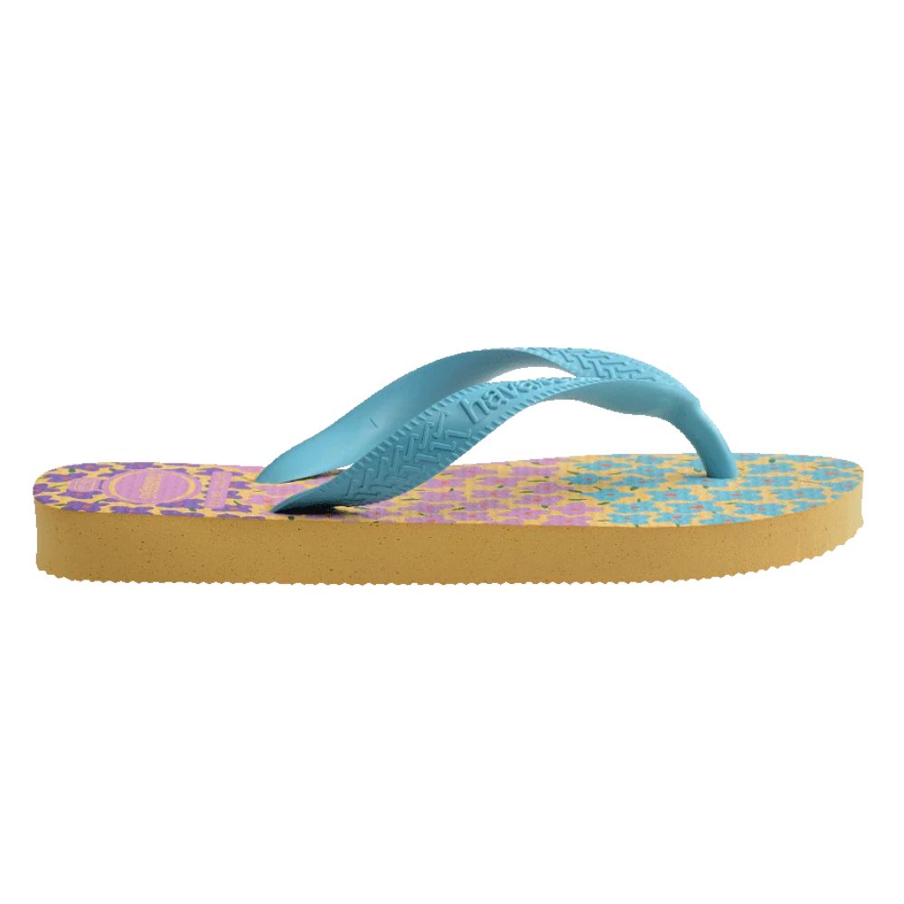Havaianas Sandalias Para Niñas Flowers Blue-Yellow