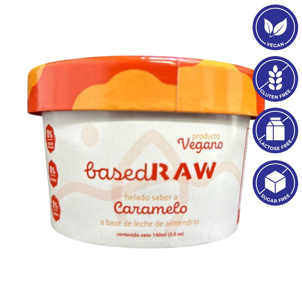 Helado Vegano de Caramelo BasedRaw a Base de Leche de Almendras 130ml