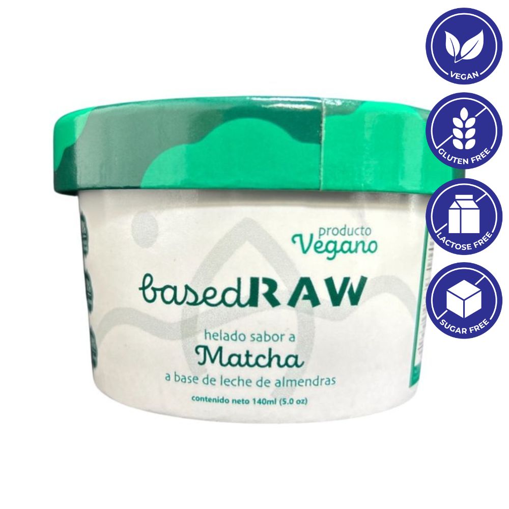 Helado Vegano de Matcha BasedRaw a Base de Leche de Almendras 130ml