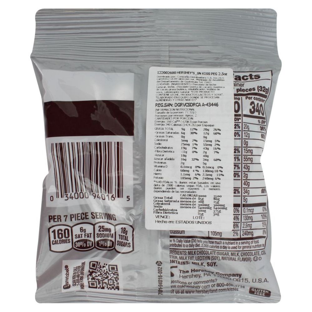 Hershey's Kisses Milk Chocolate Bolsa Peq 70g