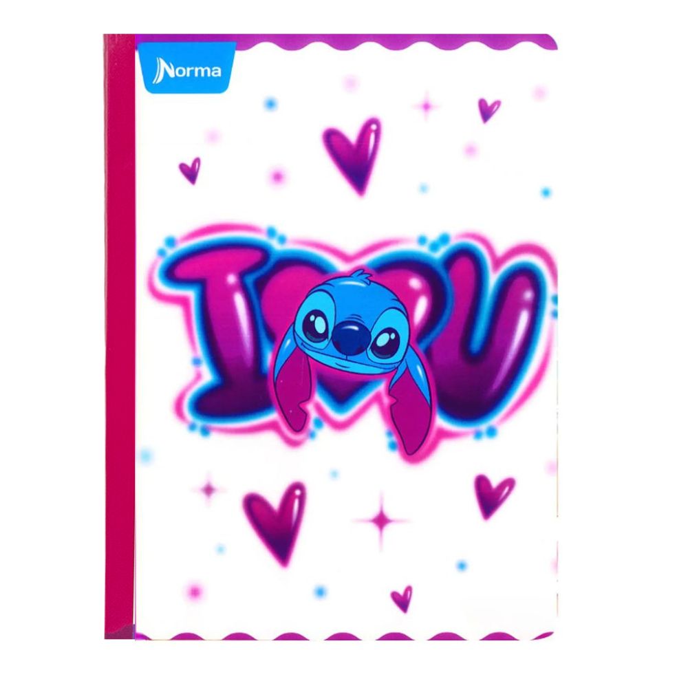Norma Cuaderno Doble Linea Cosido 100 hojas Con Stickers Diseño I Love U