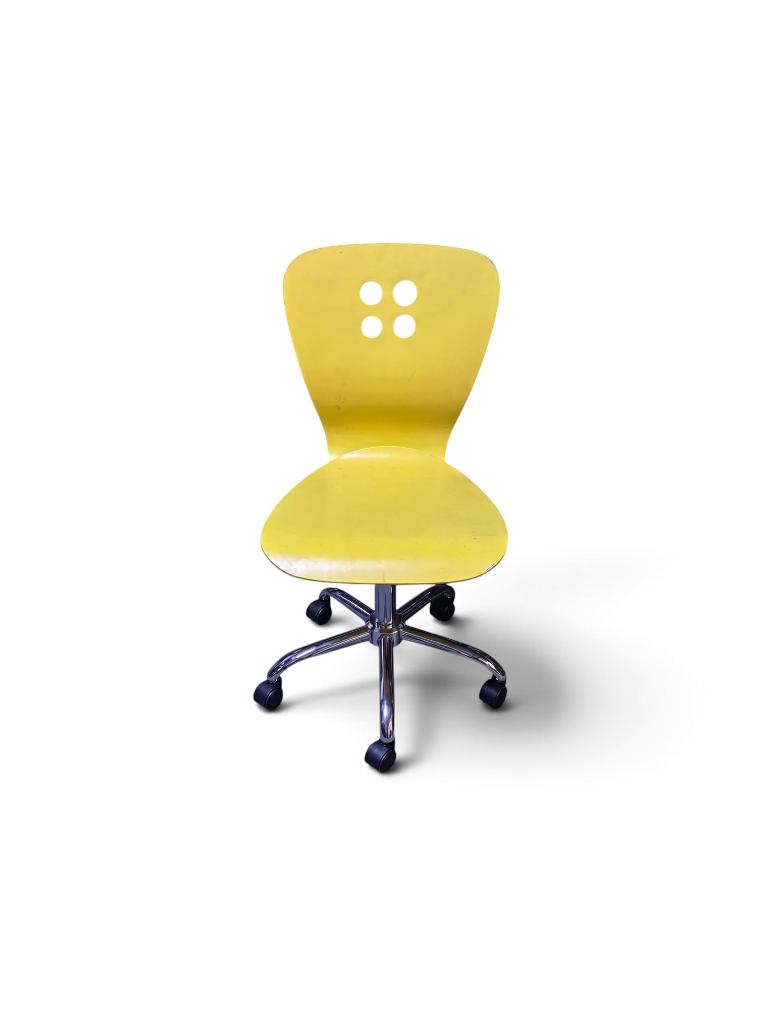 Silla para Niños de Madera Color Amarillo con Ruedas