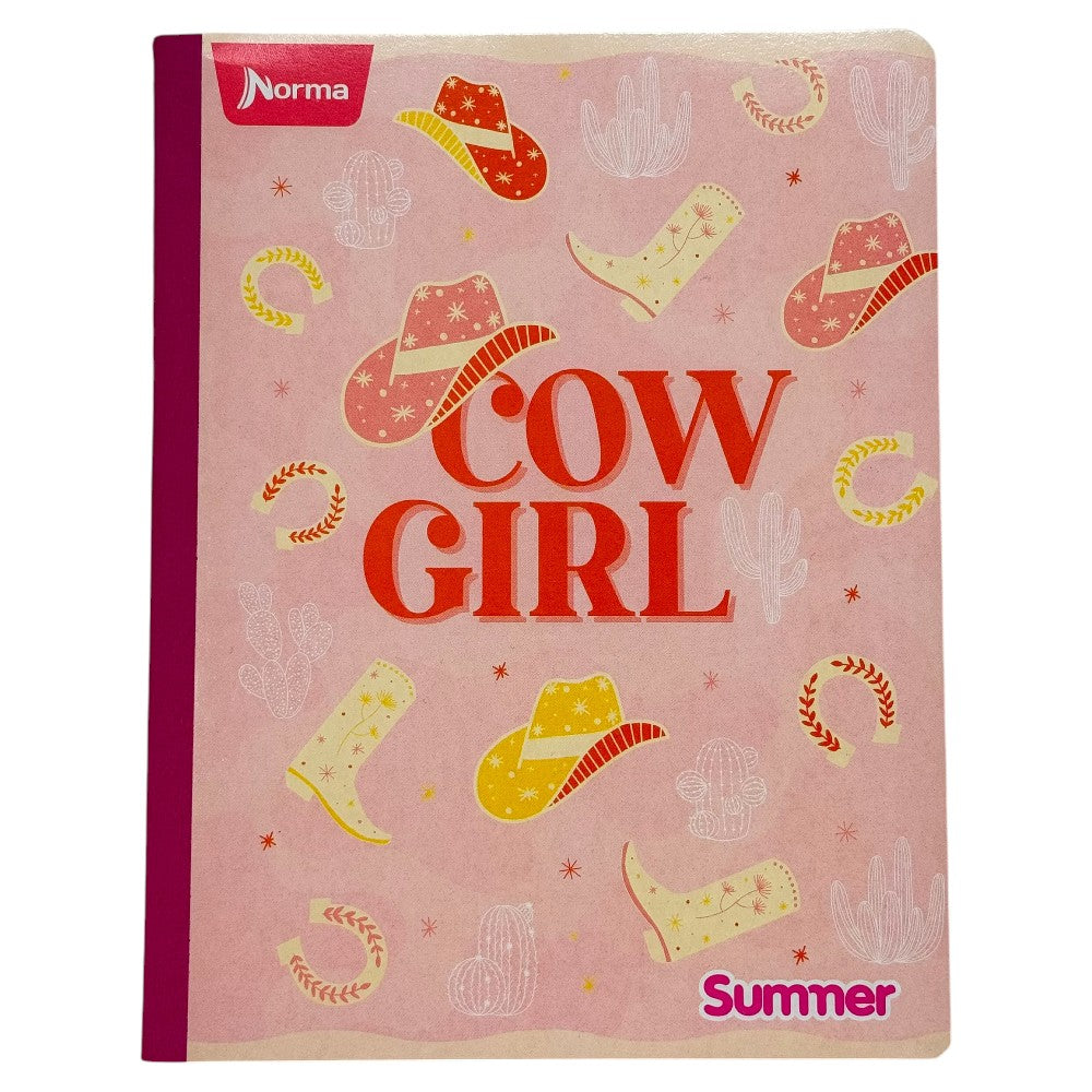 Norma Cuaderno Cosido Linea 100 Hojas Con Stickers Diseño Cow Girl