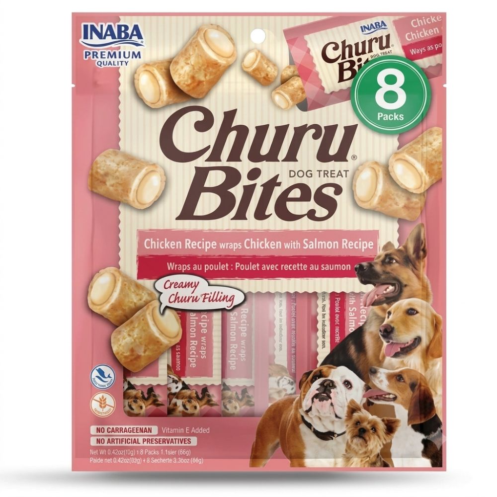 Inaba Dog Churu Bites Treat Pollo y Salmón Snack Para Perros 8Und