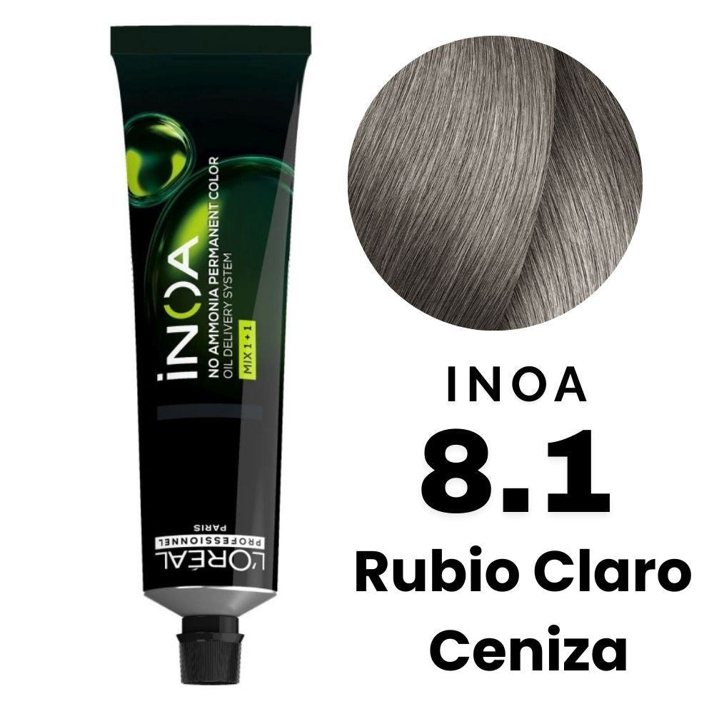 L'Oreal Inoa Profesional  Nro.8.1 Rubio Claro Ceniza 60gr