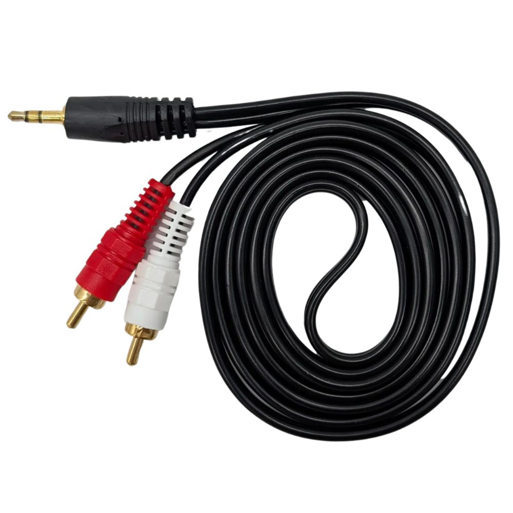 Jemip Cable De Audio 3.5MM Plus A 2 RCA Macho Color Negro 1.5MT