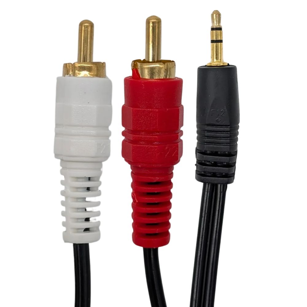 Jemip Cable De Audio 3.5MM Plus A 2 RCA Macho Color Negro 1.5MT