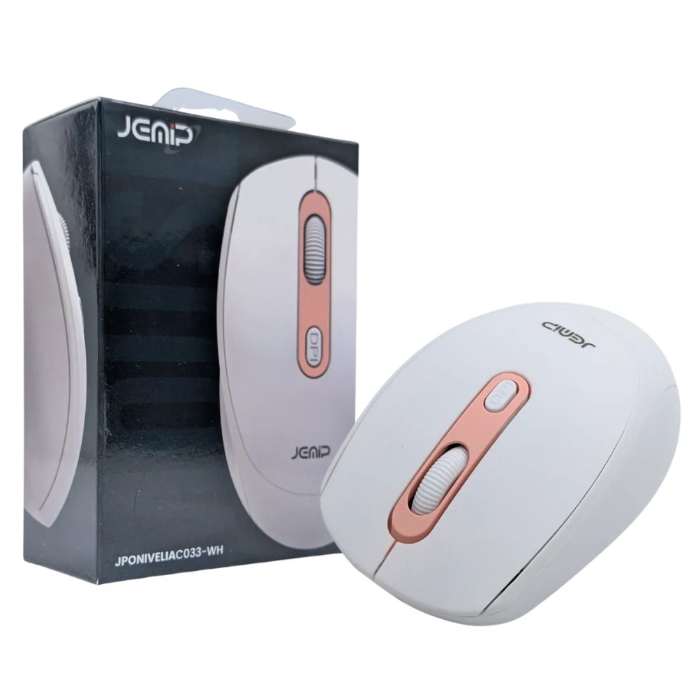 Jemip Mouse Inalámbrico Nivelia Office 4 Botones Color Blanco-Rosado