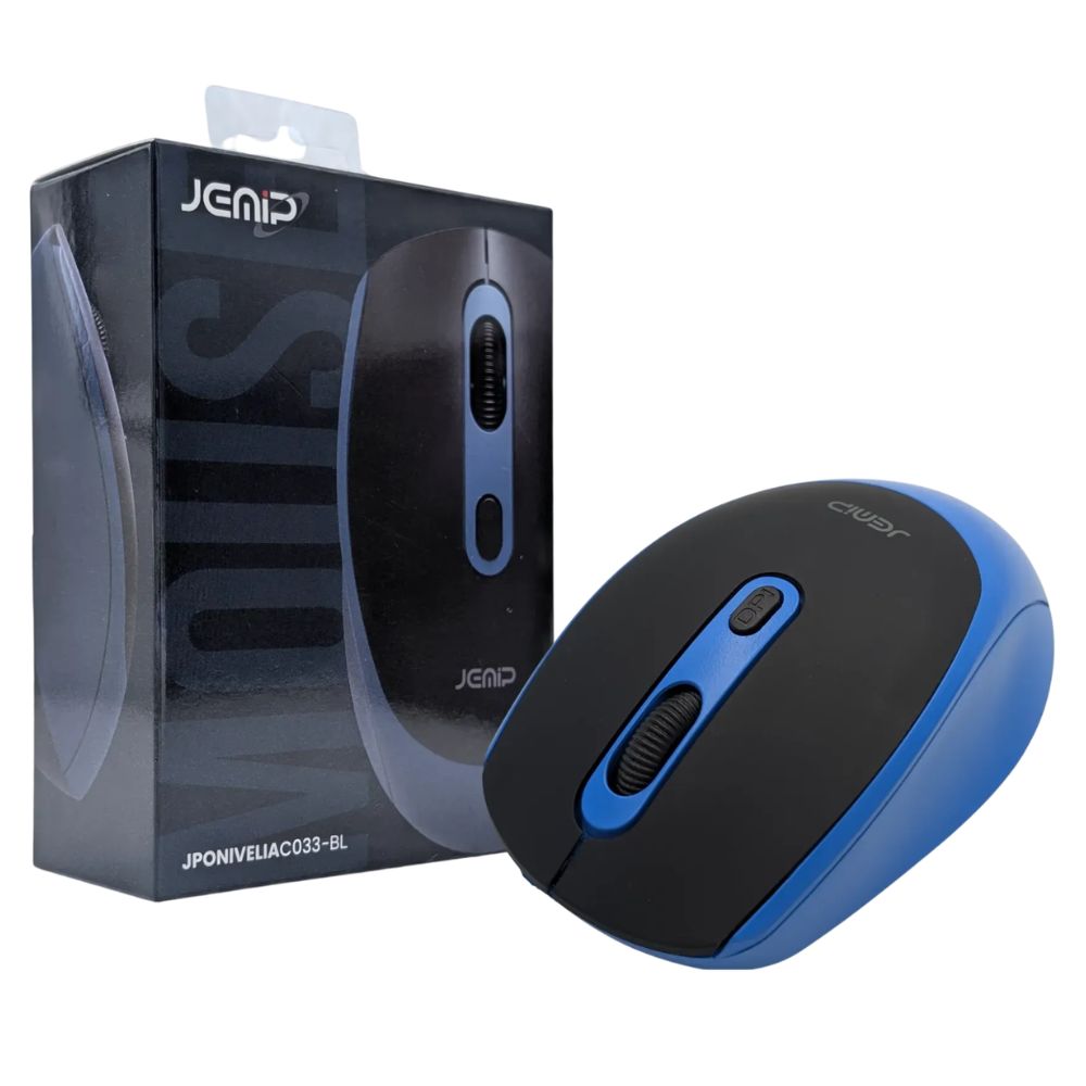 Jemip Mouse Inalámbrico Nivelia Office 4 Botones Color Negro-Azul