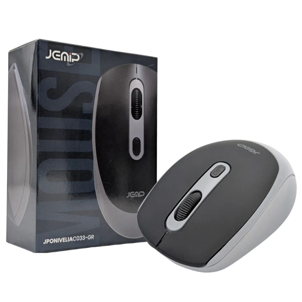 Jemip Mouse Inalámbrico Nivelia Office 4 Botones Color Negro-Gris