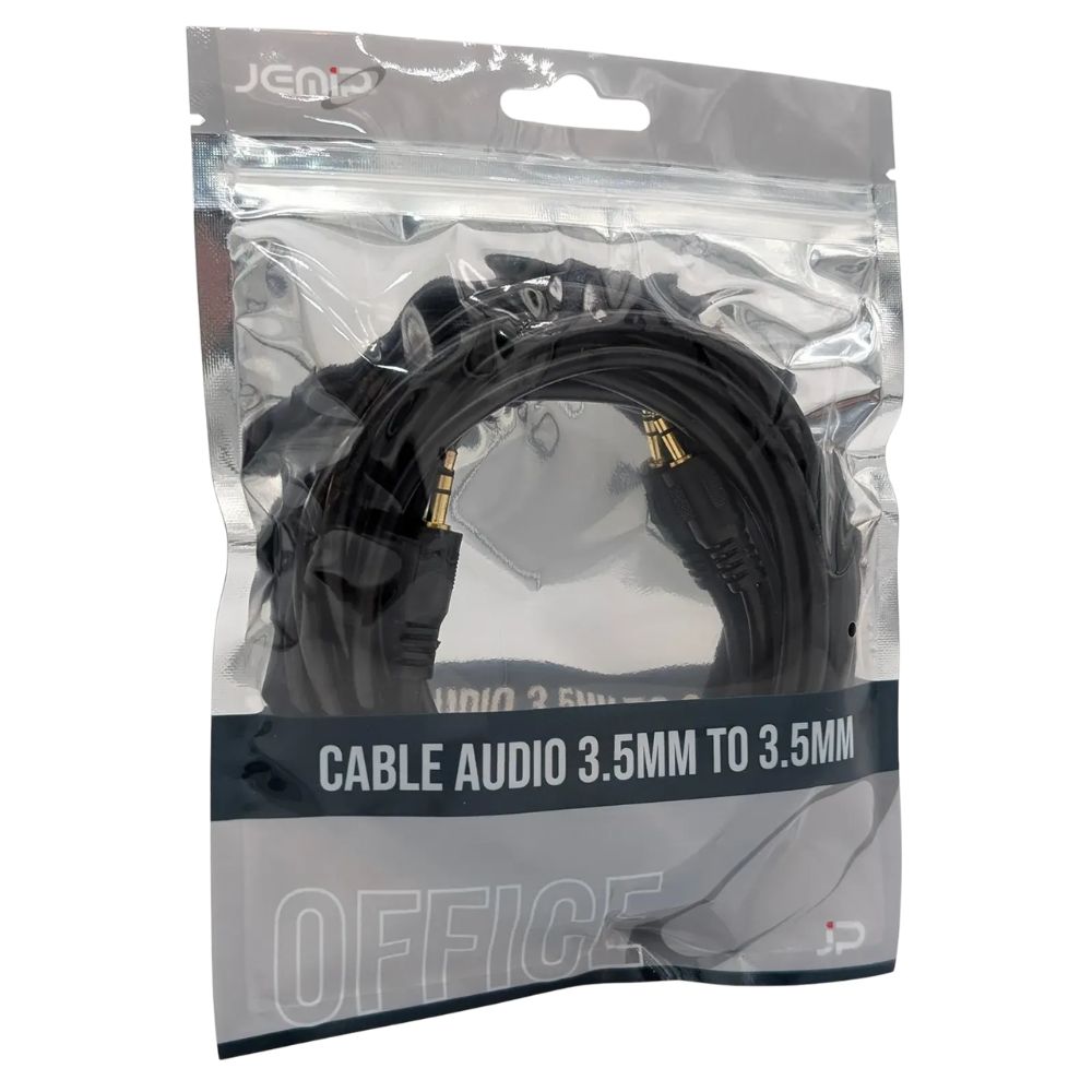Jemip Cable De Audio 3.5MM Macho A 3.5MM Macho Color Negro 3MT