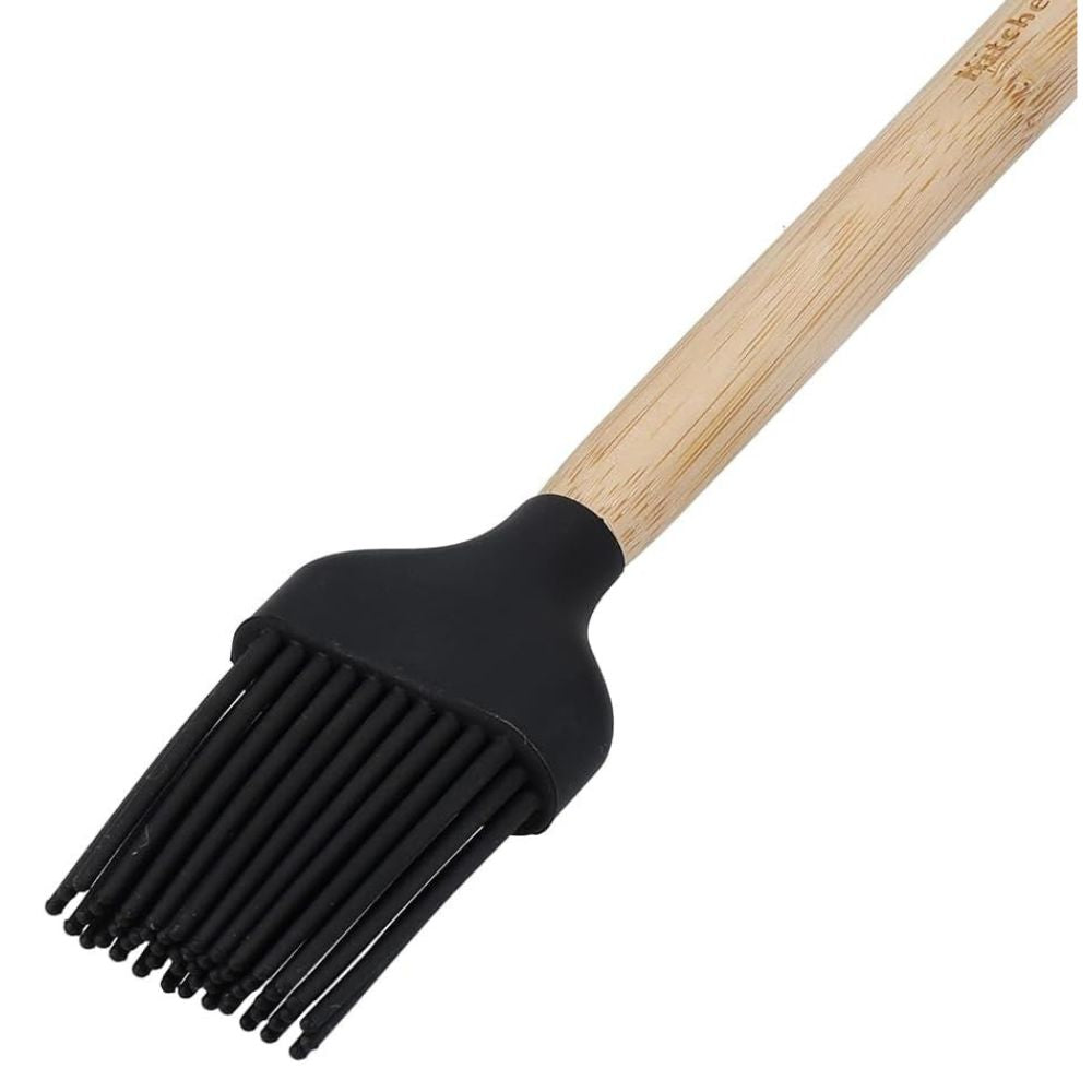 KitchenAid Brocha De Silicon Negra Con Mango De Bambú 29cm