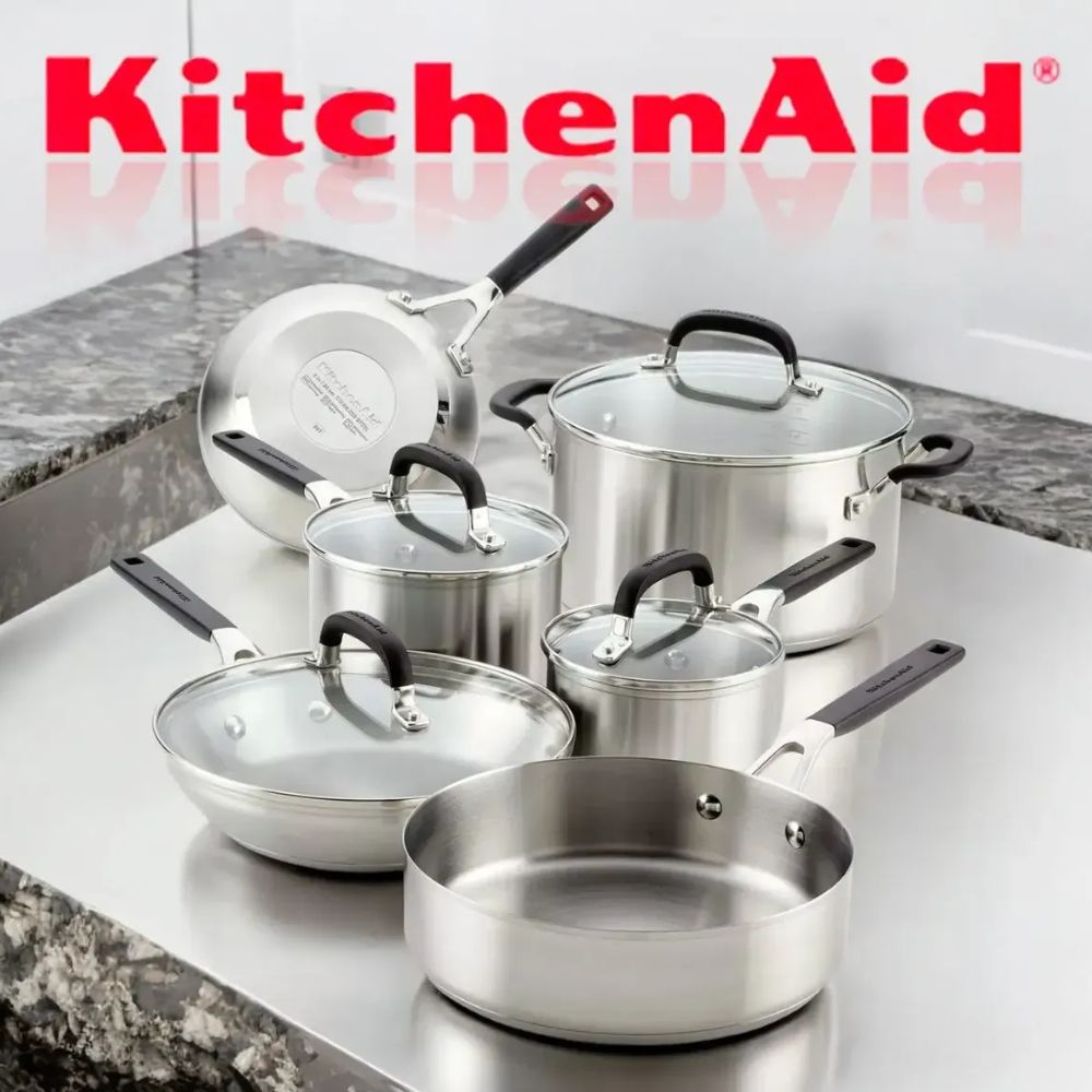 KitchenAid Set De Ollas Y Sartenes De Acero Inoxidable 10Pzs
